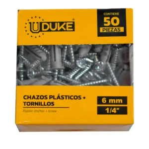 Chazo Plastico con Tornillo 1/4 x 50UNDS (HT1238) REF:13604