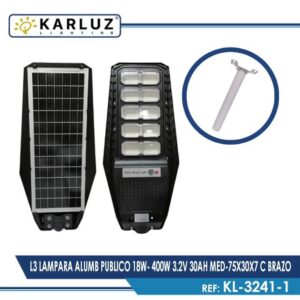 Luminaria Solar Alumbrado Publico 400W con Brazo 6500K Karluz (KL-3241-1)
