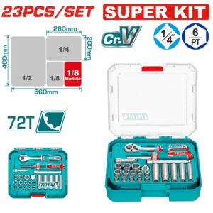 Rache con Copas 1/4" x 23 Pzs Industrial Super Total (THT141236)