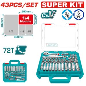 Rache con Copas 3/8" x 43 Pzs Industrial Super Total (THT381436)