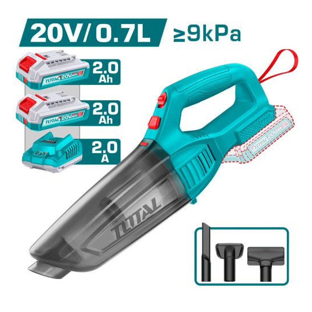 Aspiradora de Mano Inalambrica 20V 0.7L Incluye 2 Baterias 2.0AH y Cargador Total (UTVLI201582)