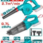 Combo Inalambrico 20V Sopladora + Aspiradora de Mano 0,7L Incluye 2 Baterias 2.0AH y Cargador Total (UTOSLI240999)