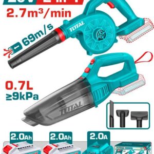 Combo Inalambrico 20V Sopladora + Aspiradora de Mano 0,7L Incluye 2 Baterias 2.0AH y Cargador Total (UTOSLI240999)