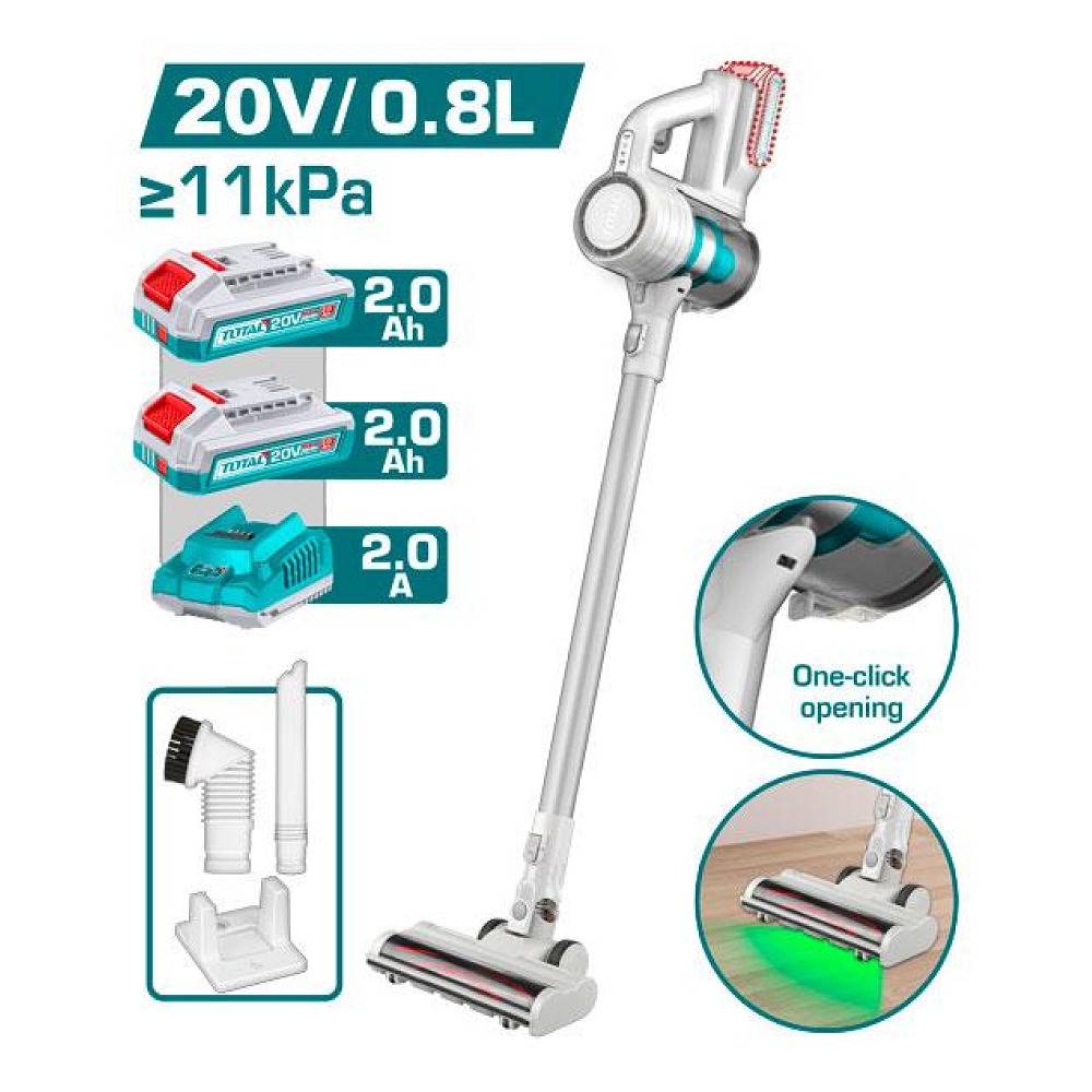 Aspiradora Manual Inalambrica 20V 0.8L Incluye 2 Baterias 2.0AH y Cargador Uso Domestico Total (UTVLI20082)