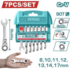 Llave Mixta con Rache Flexible  8 - 17MM Juego x 7 Pzs Corta Total (THT103RK676)