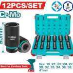 Copas de Impacto 3/4 Industrial Largo 90MM Juego x 12 Pzs 19 - 41 MM Industrial Total (THKISD34126L)