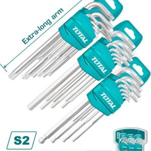 Alem y Torx Industrial Juego x 27 Pzs Extra Largas Industrial Total (THT106KT0271)