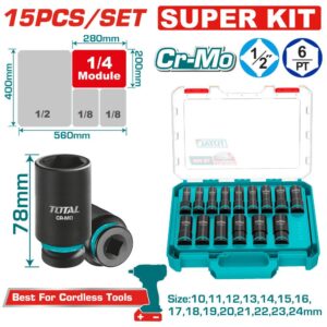 Copas de Impacto 1/2 Industrial Largo 78 MM Juego x 15PZS 10 - 27 MM Industrial Total (THKISD12156L)