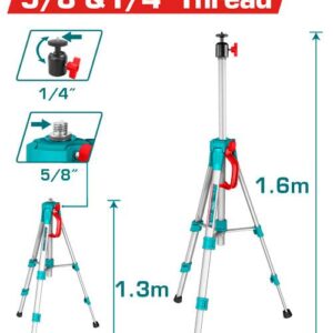 Tripode 1500 MM Aluminio Tuercas de 5/8 y 1/4 Total (TLLT01572)