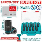 Copas de Impacto 1/2 Industrial Largo 78 MM Juego x 12PZS 10 - 24 MM Industrial Total (THKISD12126L)