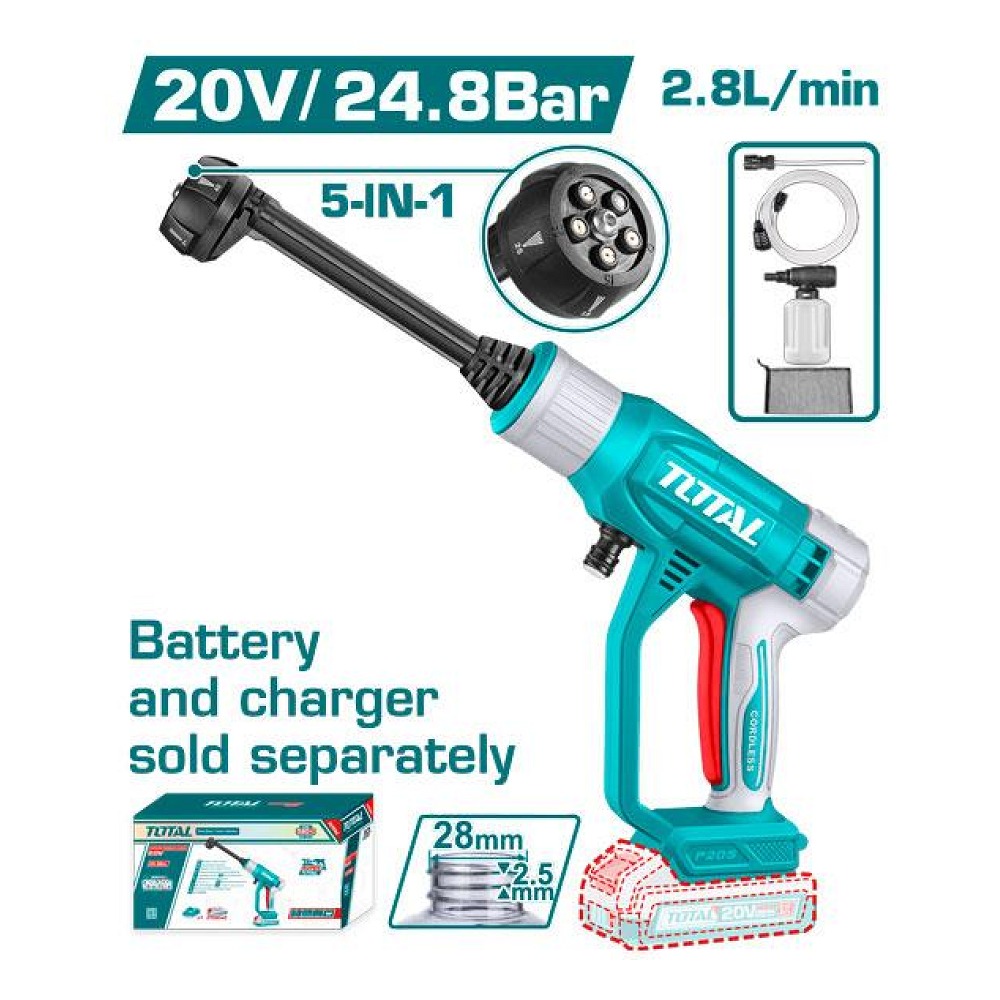 Hidrolavadora Inalambrica 20V Portatil Bateria y Cargador No Incluido Total (TPWLI2058)