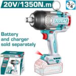 Pistola Impacto Inalambrica 3/4 20V 1350NM Cargador y Bateria Se Venden por Separado Industrial Super Total (TIWLI201355)
