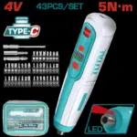 Atornillador Inalambrico 4V 5NM Caja Plastica 43PZS  Super Total (TSDLI04062)
