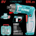 Atornillador Inalambrico 8V, 6NM Estuche Plastico + 17 Piezas  Total (TSDLI08025)