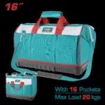 Bolso de Herramientas 16 Reforzado Industrial Capacidad Maxima 20KG Super Total (THT16163)