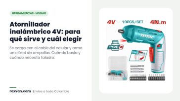 Atornillador inalámbrico Total 4V con estuche plástico y 18 puntas Cr-V