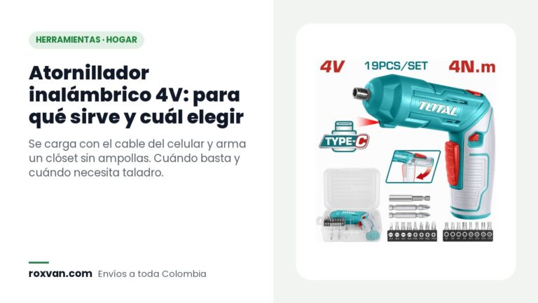 Atornillador inalámbrico Total 4V con estuche plástico y 18 puntas Cr-V