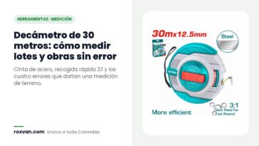 Decámetro Total de 30 metros con cinta de acero de 12,5 mm y recogida rápida 3:1