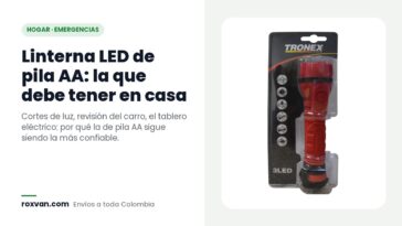 Linterna Tronex encauchetada roja de pila AA con luz LED en su empaque