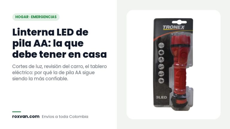 Linterna Tronex encauchetada roja de pila AA con luz LED en su empaque
