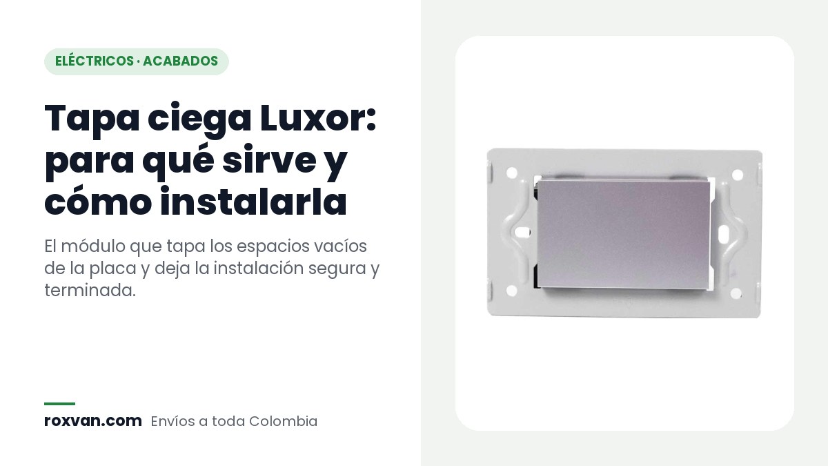 Módulo tapa ciega Luxor gris V3-021 montado en su soporte blanco