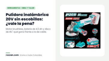 Pulidora inalámbrica Total 4½ pulgadas 20V sin escobillas con batería 4.0 Ah, cargador y 5 discos