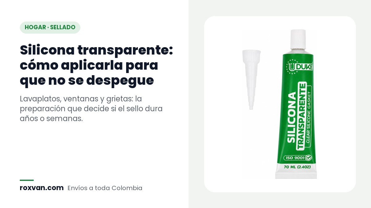 Tubo de silicona transparente Uduke de 70 ml con boquilla, para sellar lavaplatos y ventanas