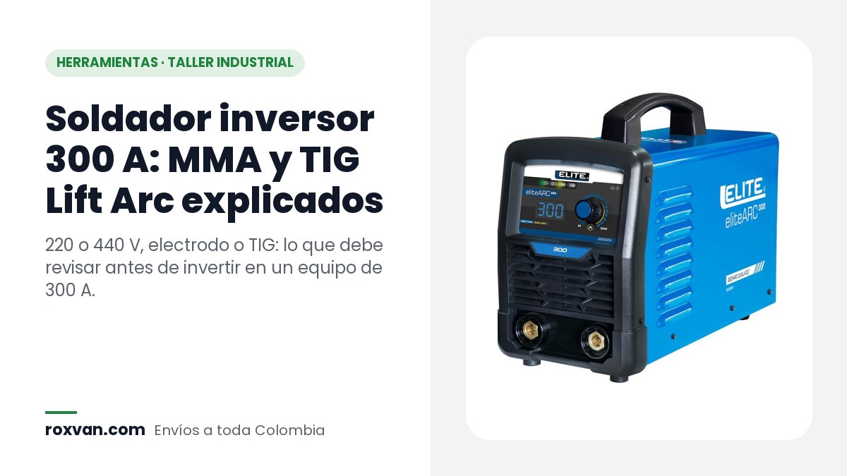 Soldador inversor Elite ARC300 azul con display digital en 300 amperios